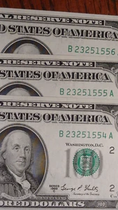 THREE 1969 C ONE HUNDRED DOLLAR CONSECUTIVE NUMBERED NOTES 3 UNC $100.00 BILLS! - Picture 1 of 5