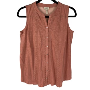 LOGO Lori Goldstein Sleeveless Tunic Top Sz XS Dusty Pink Button Up A275834 NEW - Picture 1 of 4
