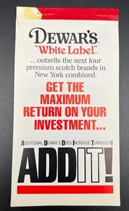 Dewars White Label Scotch Whisky ADDIT! Salesperson Notepad - 1985 - NOS - Rare - Picture 1 of 8