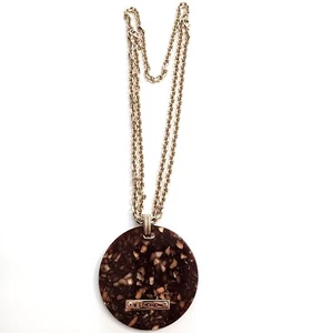 ESCADA Ciondolo Tondo Tartaruga Lucite Oversize Italia con Collana Tono Oro - Foto 1 di 5