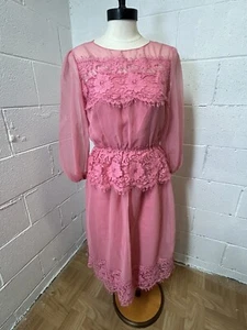 VTG Jc Penney Penny Pink 2 Piece Formal Raw Lace Dress Barbie NWT 80s 9/10 C1 - Picture 1 of 23