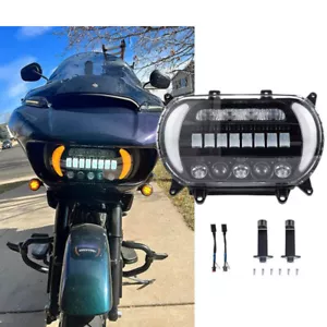 For Harley Road Glide 2015-2023 Dual LED Headlight Projector DRL High/Low Beam - Picture 1 of 18