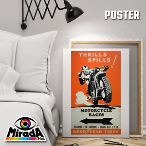 Póster Motociclista Vintage Good Year - Imagen 1 de 1