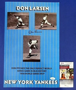 DON LARSEN SIGNED 11x17 PHOTO / POSTER ~ NY YANKEES PERFECT WS GAME JSA KK24819 - Picture 1 of 4
