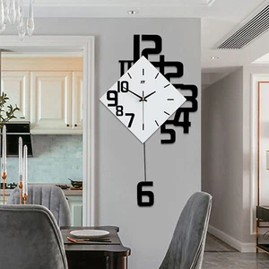 Silent Quartz Clock Living Room Modern Swing Wall Clock Square Pendulum Clock - Picture 1 of 12