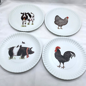 Mary Lake Thompson Plates Farmhouse Cow Pig Chicken One Hundred 80 Degrees 8"