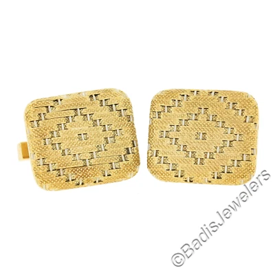 Vintage Tiffany & Co. Men's 18k Two Tone Gold Woven Textured Platter Cuff Links - Image 1 of 4