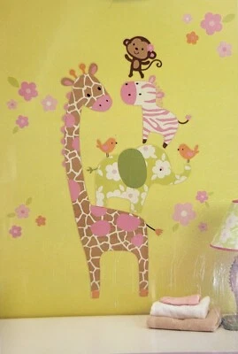Calcomanía de pared Carter’s Jungle Safari jirafa mono elefante nueva flor rosa verde  Foto 1 de 4