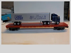 O SCALE WEAVER FLAT CAR TRAILER TRAIN 3 RAIL PENN STATE TRACTOR TRAILER 2001 - Picture 1 of 7