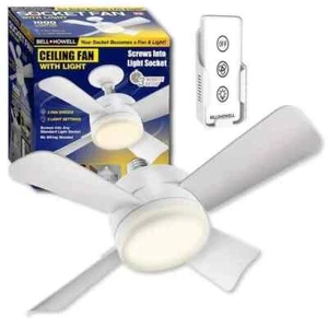 Bell Howell Socket Fan 15.7 in. Indoor White Socket Ceiling Warm Light Fan wi - Picture 1 of 3