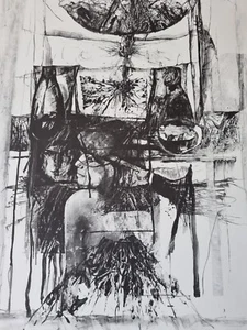 Schöne Frau LITHOGRAPHIE unbekannter Künstler Signiert 44/100 Datiert 76 Mystery - Bild 1 von 10