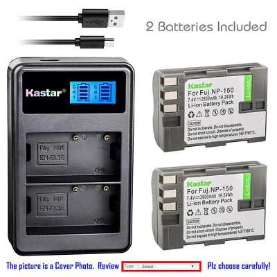 Kastar Battery LCD Dual Charger for Fuji NP-150 BC-150 & Fujifilm FinePix S5 Pro