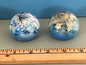 Rare Bovano Cheshire CT enameled paperweights luster 1.75” pair - Picture 1 of 3