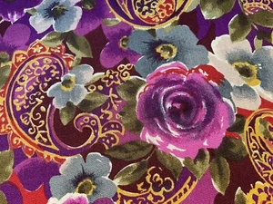Fabric Purple Flower Paisley By RJR Fabric 44" x 46” " 801 - Picture 1 of 10