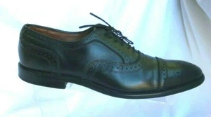 Zapatos Oxford Allen Edmonds Strand de cuero negro punta de gorra completa para hombre 12 2A - Imagen 1 de 8
