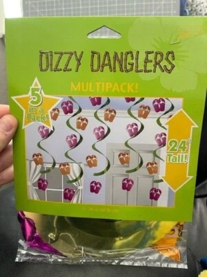 DIZZY DANGLERS Flip Flop Hanging Swirls Room Decorations Summer Luau Pool Party - Image 1 of 2