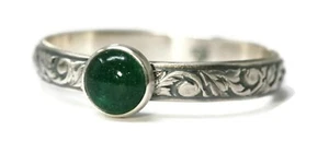 6mm Aventurine Ring Vine Pattern 925 Sterling Silver - Picture 1 of 7