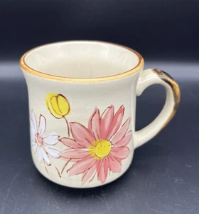 SUNNY COLLECTION STONEWARE Mug 9oz Floral Pink Yellow White Korea 21101 Vintage - Bild 1 von 8