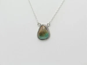Sterling Silver and Kingman Turquoise Native American Navajo Handmade Necklace - Picture 1 of 7