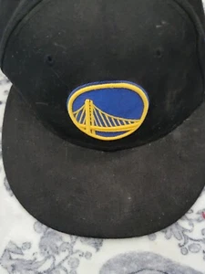 New Era Golden State Warriors Black NBA 59Fifty Men's  fitted hat cap Size 7 1/8 - Picture 1 of 8