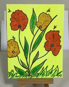 Spring Flowers.  Original Painting on Cardboard - Picture 1 of 6