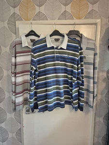 3 x 'Atlas' Rugby Style Tops/ Shirts. Collared. Stripes. Cotton. Size 2XL (50") - Picture 1 of 20