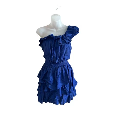 Country Road Royal Blue Dress Size 8 One Shoulder Tiered Layered Ruffled Mini Foto 1 de 4