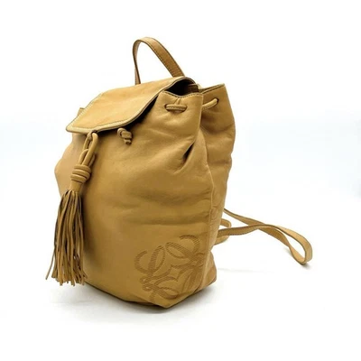 LOEWE Mochila Bolso de Mano Bolso Anagrama Cuero Beige Herrajes Dorados Foto 1 de 4