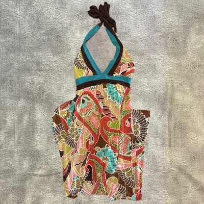 Y2k Paisley Hi-Low Halter Dress - Image 1 of 4