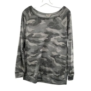 Bibi Women's Sweatshirt Camouflage Long Sleeve Gray Small - Picture 1 of 8