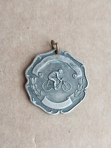 Vintage 1940 Sterling Silver Bicycle Award Medal Charm Pendant - Picture 1 of 4