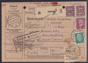 75603) ILLERTISSEN 1929 Paketkarte nach St. Gallen Schweiz - Picture 1 of 2