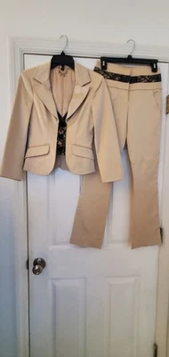 Bebe Blazer и платье брюки комплект золотой назад кружева деталь карьера официальный праздник XS/S - Изображение 1 из 2