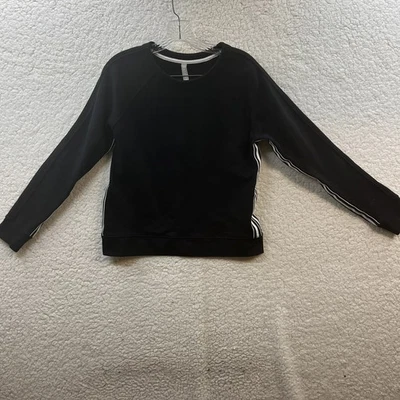 Athleta Women’s Black Long Sleeve White Stripe Accent Pullover Sweater Small - Image 1 of 4