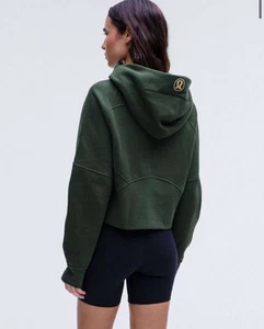 LULULEMON Oversized Scuba Half Zip Hoodie Cropped Pullover Jacket Green M/L - Picture 1 of 12
