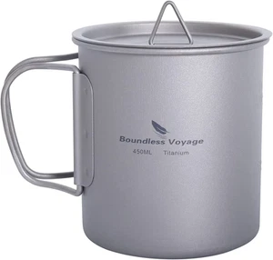 Boundless Voyage Outdoor 420ml Titanium Mug without Lid and Folding Handle Wa... - Picture 1 of 17
