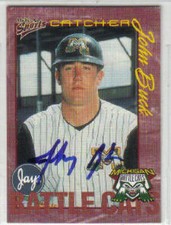 John Buck auto 2000 Multi Ad Sports card bb #3077 Michigan Battle Cats