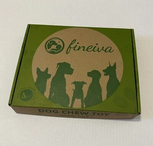 NEW Fineiva Durable Dog Chew Toy Variety 4 Pack Bacon Holiday Gift Box Set - Picture 1 of 3