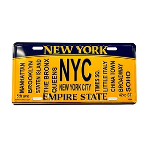 NEW YORK - Souvenir Nummernschild mit Namen verschiedener Orte für Kunst, Geschenk - Bild 1 von 2