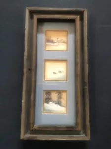 miniature oil painting framed with three paintings winter scene - Picture 1 of 8