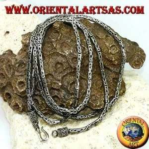 Collana in argento 925 ‰ snake BOROBUDUR maglia bizantina ( cm 77 * mm 2,5 ) - Imagen 1 de 2