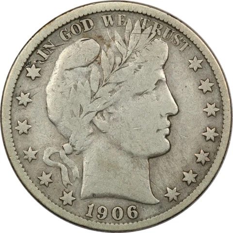 1906-S Barber Half Dollar 50C, Fine F Cover