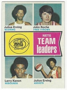 1974-75 TOPPS BASKETBALL #226 NETS TEAM LEADERS (ERVING) - EX+/NRMT-