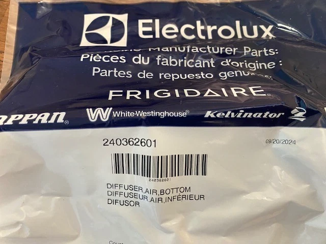 Desviador de aire genuino Electrolux / Frigidaire OEM 240362601 (NUEVO) Foto 1 de 1