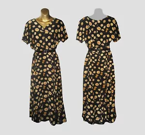 VTG 90s DANA BUCHMAN DRESSES 100% SILK GORGEOUS SUNFLOWERS MAXI FULL SKIRT SZ:10 - Picture 1 of 12