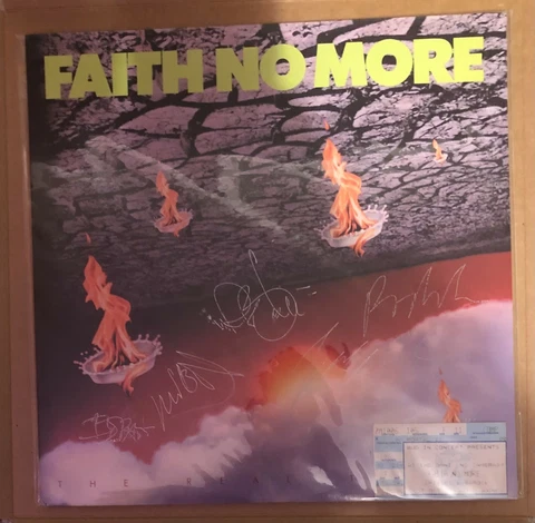 FAITH NO MORE = Autographed "The Real Thing" Vinyl/LP (Entire Band) Cover