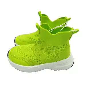 Cat & Jack Ari Sneakers Lime High Top Meshed Pull On Toddler Shoes Size 8 - Picture 1 of 11