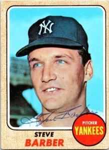 Steve Barber handsignierte Baseballkarte (New York Yankees) 1968 Topps #316 - Bild 1 von 1