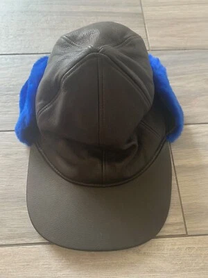 UGG FAUX FUR LINED SHEARLING LEATHER BASEBALL TRAPPER HAT, BLACK, NWT $145, S/M - Image 1 of 4