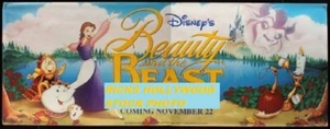 Enorme pancarta de vinilo original 1991 Disney Beauty & the Beast 45 1/2" x 118 1/2" - Imagen 1 de 6